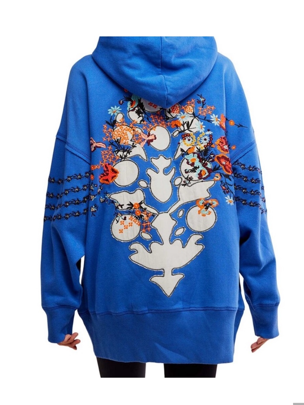 FP Movement by Free People Royal Blue Embroidered Hoodie Sweater